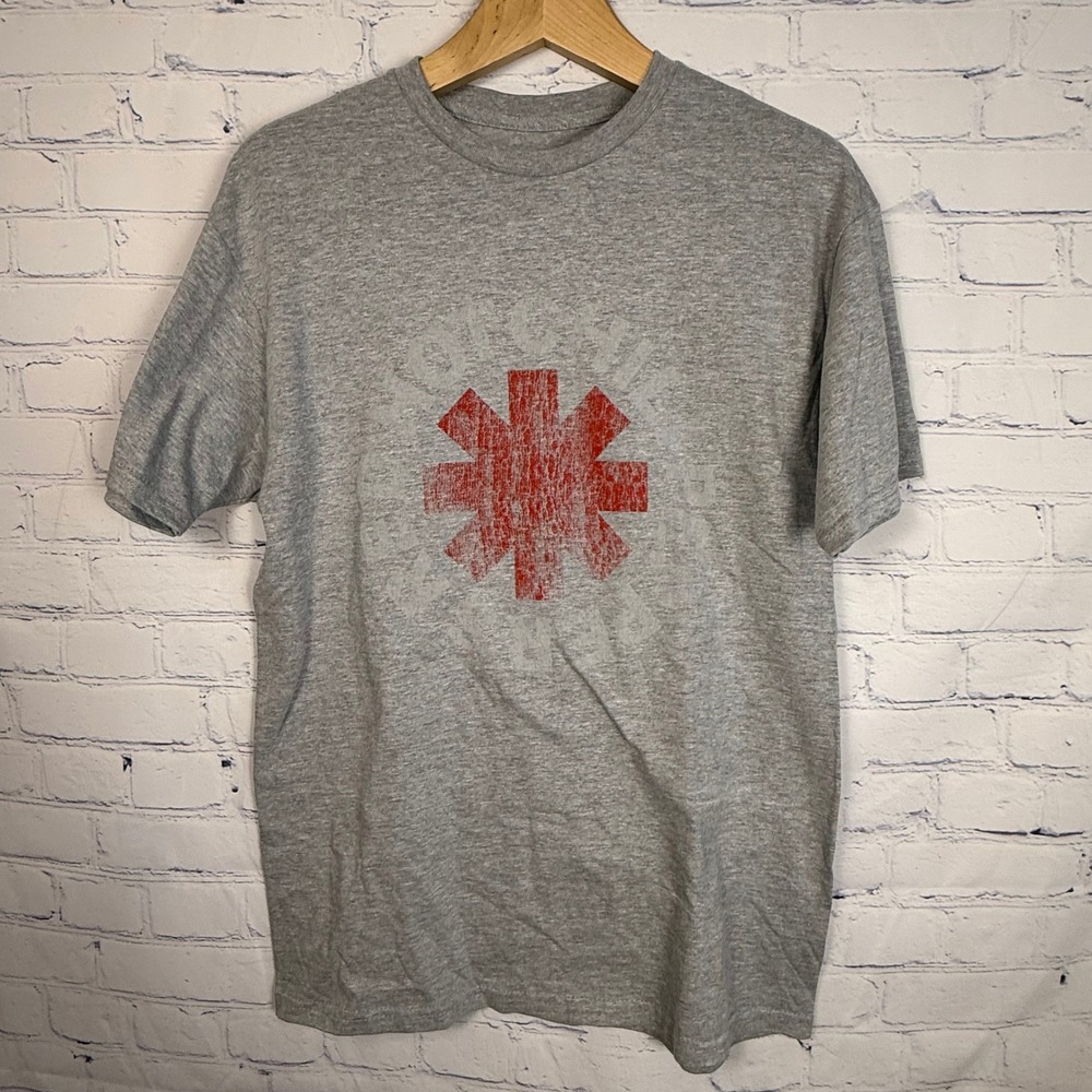 Red Hot Chili Peppers T-Shirt Mens Medium Gray Asterisk Logo Graphic Tee MD